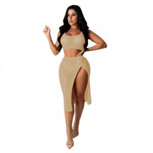 Women’s Fishnet Mesh Two-Piece Skirt Set