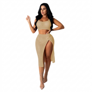Women’s Fishnet Mesh Two-Piece Skirt Set