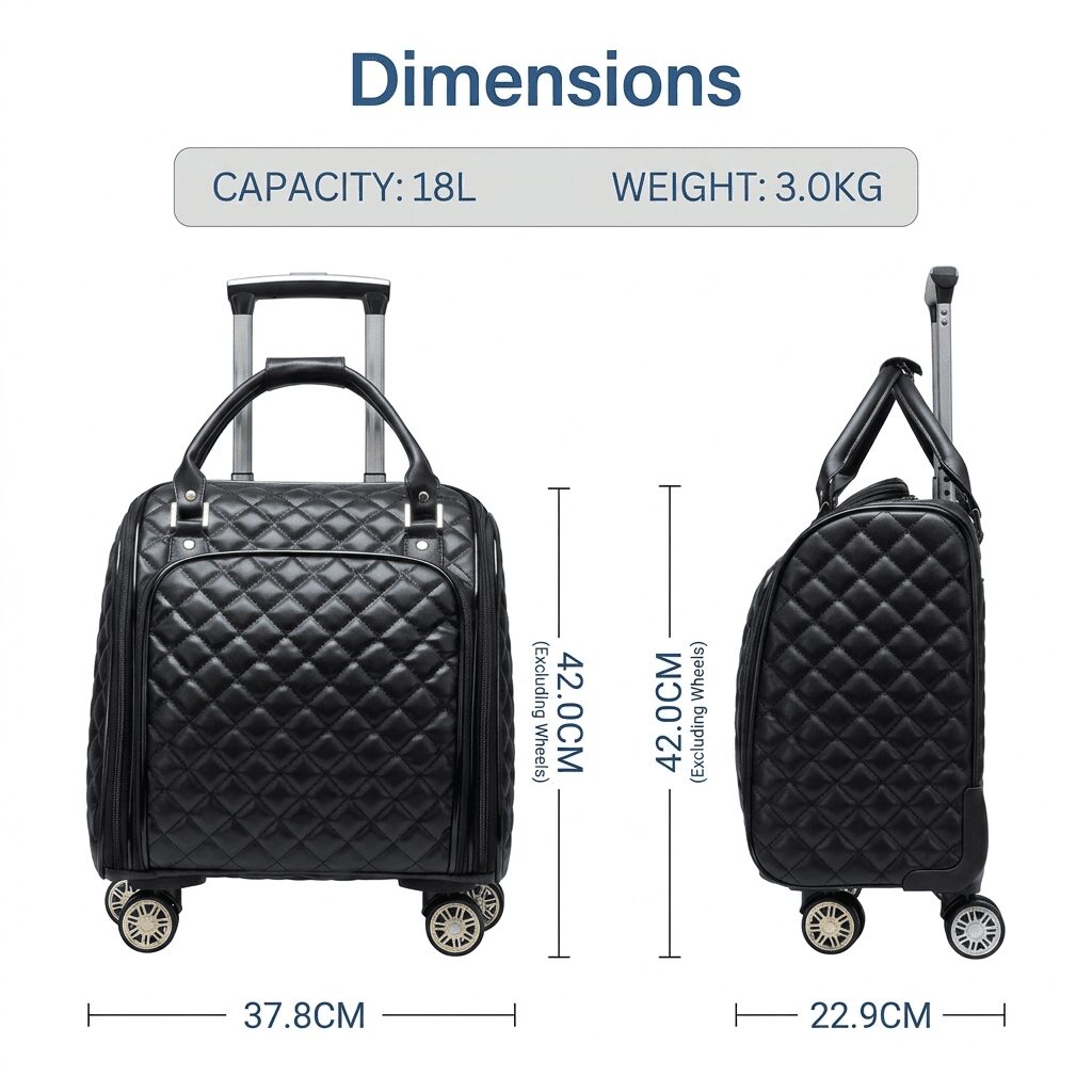 Quilted Rolling Underseat Carry-On Bag - Image 3