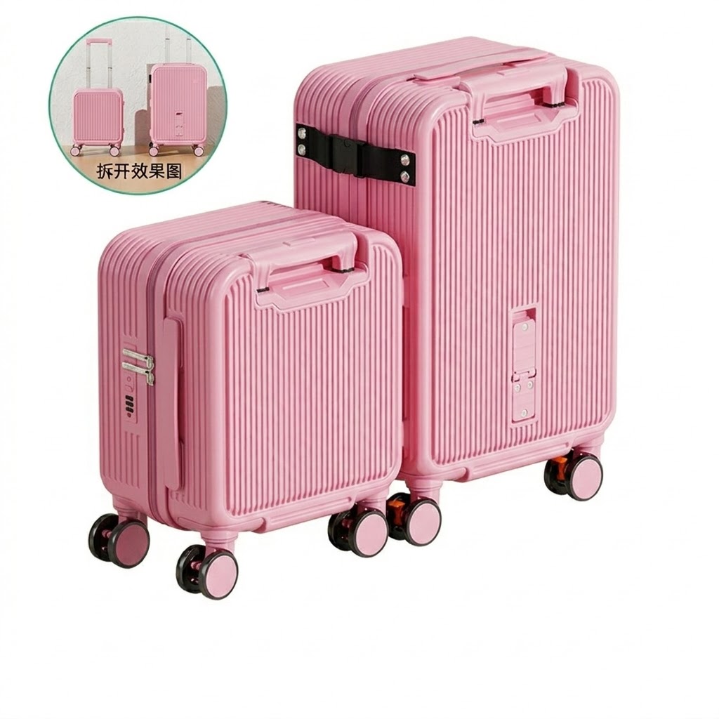 Premium 2-Piece Ribbed Hardshell Luggage Set - Image 2